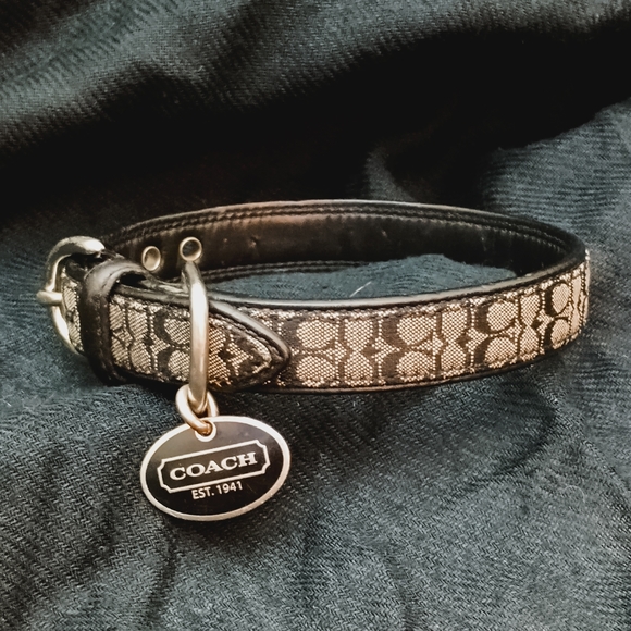 Coach Dog Coach Signature C Black Leather Jacquard Dog Collar Poshmark
